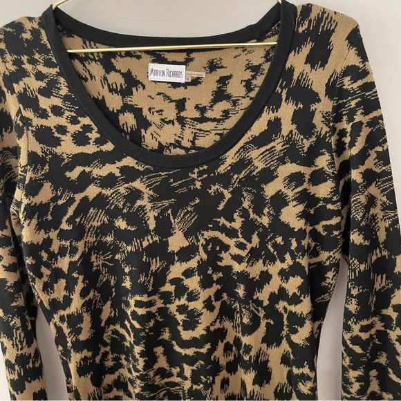 Marvin Richards Tan and Black Cheetah Print Long Sleeve Sweater Dress - Picture 3 of 6